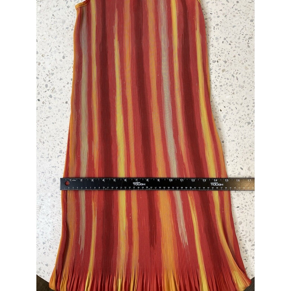 Kate & Mallory Women XS Dress Orange Accordion Maxi Sunset Luxury Ombre Resort - Picture 10 of 12